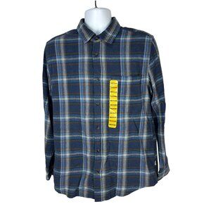 Eddie Bauer Mens Medium Insignia Blue Canyon Plaid Flannel Shirt
